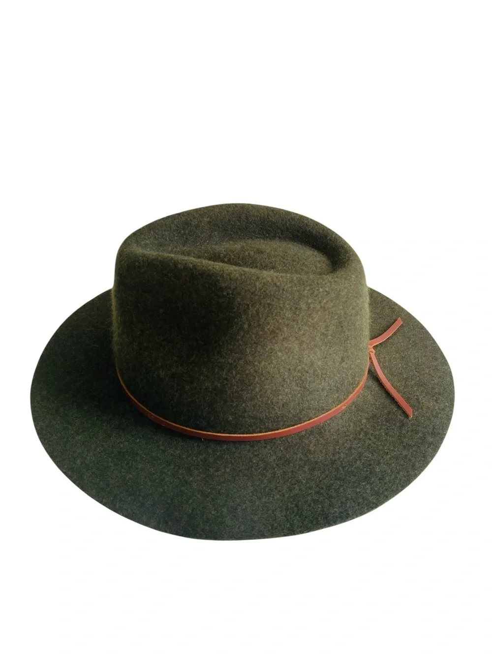 Brixton Wesley Fedora Moss Green W/ Leather Band Size 7 1/4